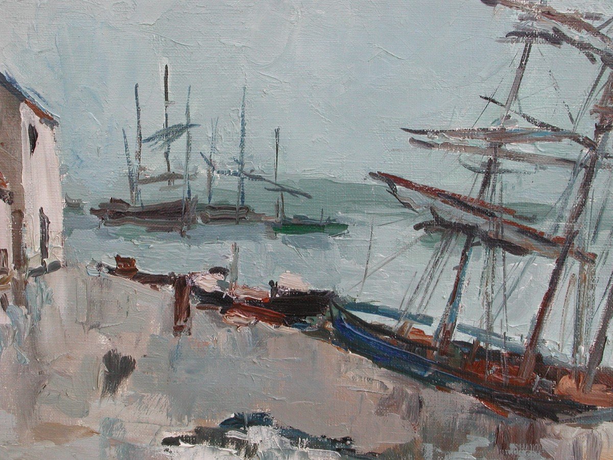 Fernand HERBO "Le port de Saint Malo"  huile sur toile 50x65-photo-2